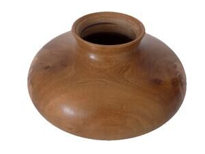 Handcrafted butternut turned art wood vase signed Bill Jones 2007